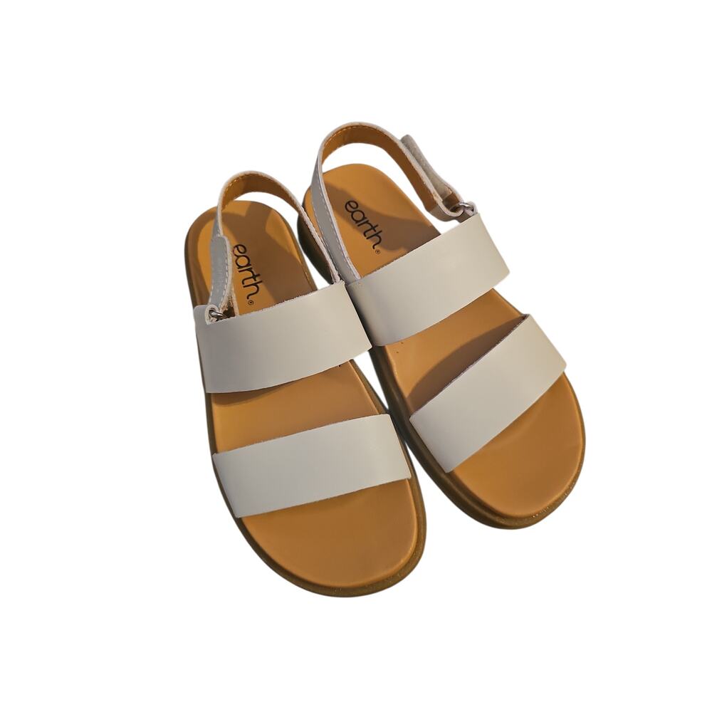 Earth Leah Round Toe Strappy Casual Flat Sandals white leather sz 7.5 new SH146 - Picture 6 of 8